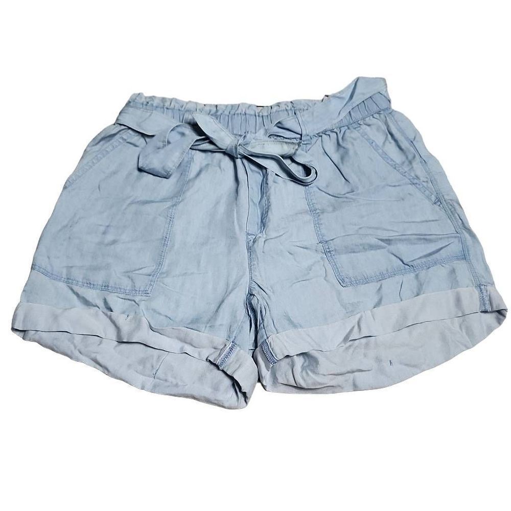 Aerie chambray 3.5" tie waist cuffed shorts NWT
